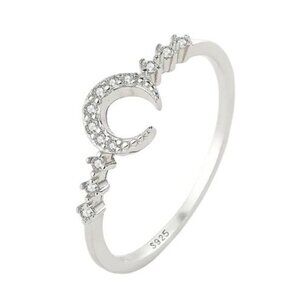 925 Sterling Silver Crescent Moon Ring Size 7,8